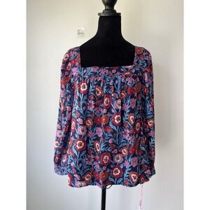 Vineyard Vines Tisbury Floral Square Neck Cotton Top Size XS‎ Lightweight